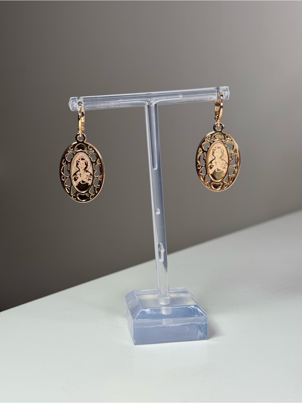 Oval Saint Drop Earrings - Women Jewelry